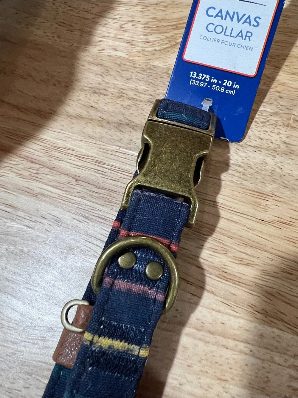 Canvas Collar dog navy blue with stripes medium 13-20” new W tags z97